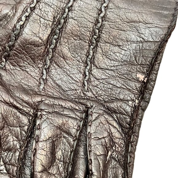 Vintage Aris Leather Gloves Mens Size 8 Nylon Lined Black Made In Philippines - Picture 5 of 5